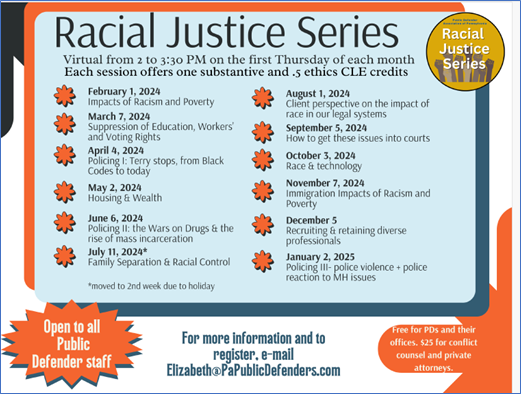 Racila Justice Series Schedule graphic